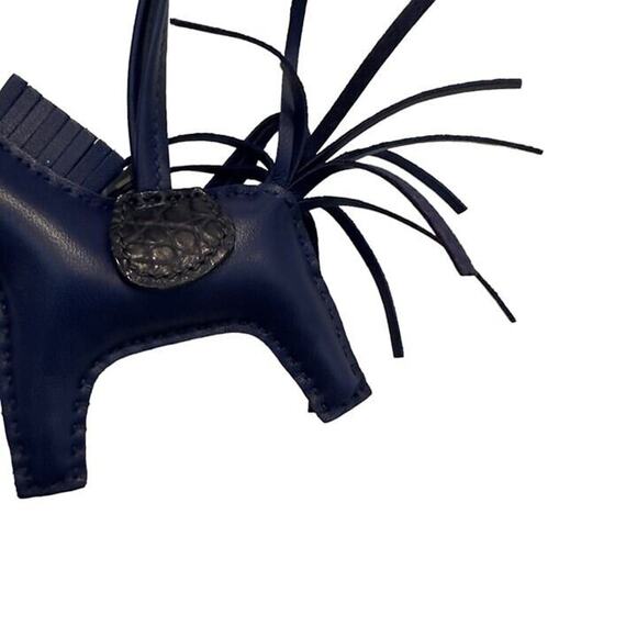 Hermes Blue Rodeo PM Bleu Black Croc Charm - Picture 2 of 4